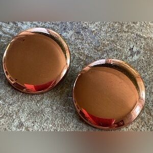 Vintage Renoir Round Copper-Tone Button Clip Earrings - Shiny Copper Color 1”